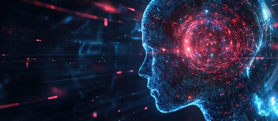 Aufkleber - Digital illustration depicting the concept of an artificial mind