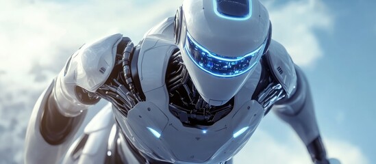 Poster - 3D rendering of a robot assistant advancing forward
