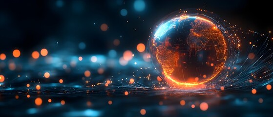 Poster - glowing ai powered predictive model visualized as a holographic globe with data points symbolizing g