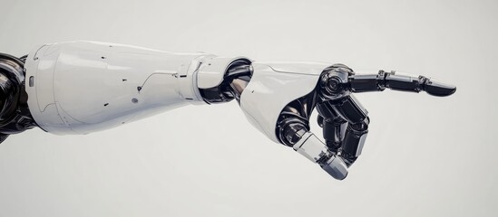 Poster - 3D rendering of a robotic hand pointing set against a clean white background