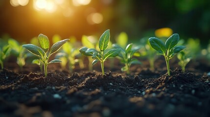 timelapse of seedlings growing into mature plants symbolizing investment growth golden morning light