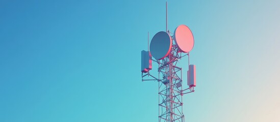 Poster - Cellular antenna on a telecommunication tower against a clear blue sky