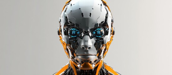 Poster - Front view of an advanced cyborg face design