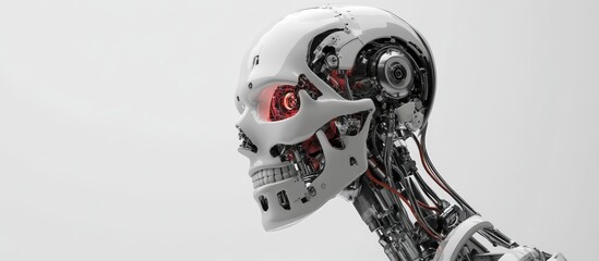 Poster - 3D illustration of a skeletal robot on a white background