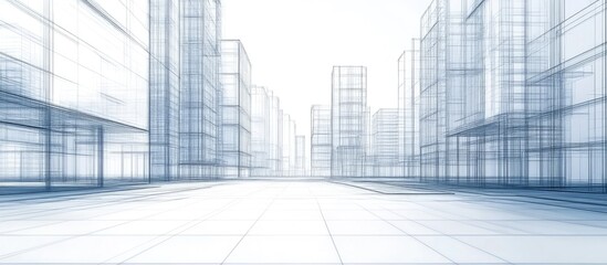 Poster - Futuristic urban architecture 3D sketch illustration of buildings