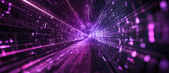 Aufkleber - Purple neon light streaks emanating from the center against a dark backdrop reflecting concepts of technology big data and automation