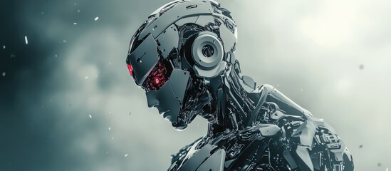 Poster - Cyborg prepared for action 3D illustration