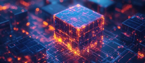 Poster - Rotating the cube represents the shift from 4G to 5G with 5G technology globally connecting the future and illustrating the concept of this technological evolution