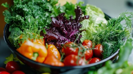 Wall Mural - fresh vegetables and salads presentation, bio veggie and fruits