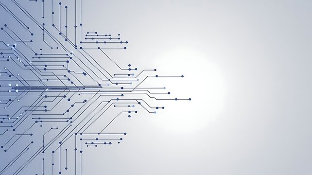 Abstract Network Art Blue Lines and Nodes Fading into White