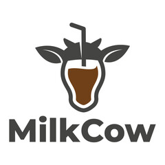 Wall Mural - milk cow cafe minimalist logo design