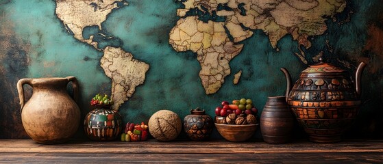 Poster - diverse cultural exchange facilitated by globalization and trade concept with photography highlighti
