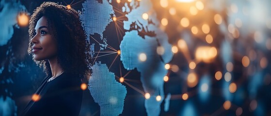 Poster - photography concept depicting digital connectivity globalization and remote work in a diverse global community highlighting the interconnected modern world
