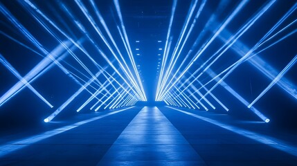 Poster - Mesmerizing laser light displays create an interlocking pattern of brilliant blue and white hues