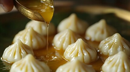 Wall Mural - Delicious Modak Indian Sweet Dish Drizzled with Ghee