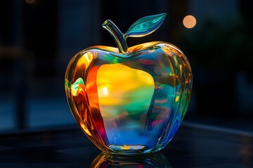 Wall Mural - Close-up of a beautiful and multicolored glass apple