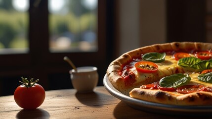 pizza on a table