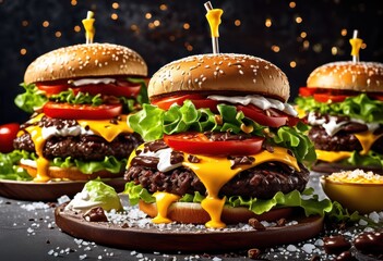 exciting showdown fast food homemade meals featuring delicious crispy fresh flavorful tempting desserts, hamburger, fries, pizza, sandwich, salad, burger