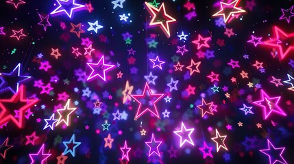 Wall Mural - Neon Stars Background