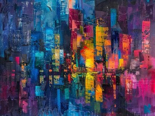 Canvas Print - Vivid Nighttime City Lightscape