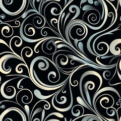 Wall Mural - Elegant Swirls and Curls Repeatable Pattern