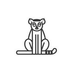 Wall Mural - Line Art Illustration of a Sitting Lemur