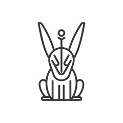 Wall Mural - Line Art Illustration of a Sitting Rabbit with a Circle on Top of its Head