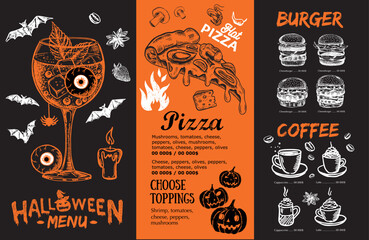 Wall Mural - Restaurant cafe menu, template design, Halloween menu, Food flyer.	
