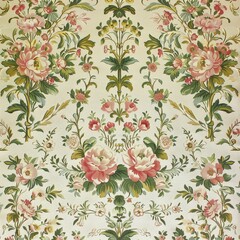 Canvas Print - Vintage Floral Wallpaper with Intricate Patterns