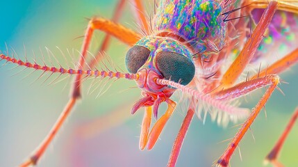 macro shot of the blue dragonfly isolated on black background