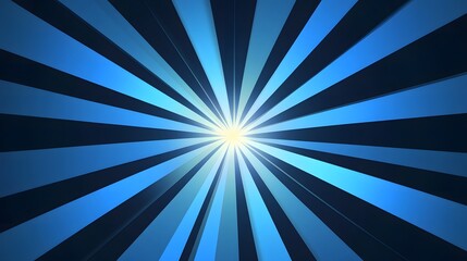 Poster - Abstract Blue and Black Stripes Radiating Outwards