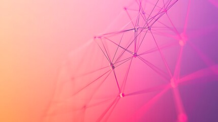 Poster - Abstract Geometric Network on Pink and Orange Background
