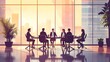 © abangaboy - Business Meeting Silhouettes in Modern Office with City View