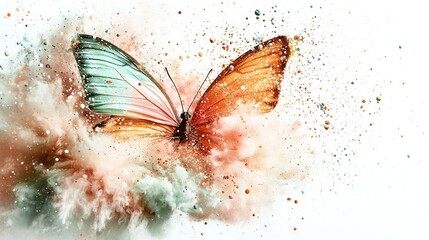 Wall Mural -   Butterfly flying in air, dusty background