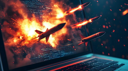 Explosive Cyber Attacks Launching Missiles From Computer Screen