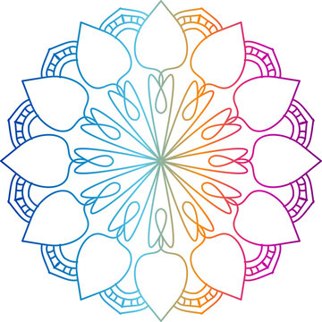 Mandala Line Illustration, colorful mandala design, gradient mandala