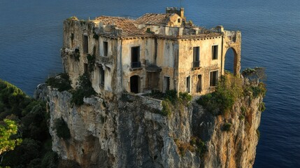 Poster - Abandoned House on a Cliffside