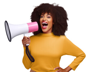 PNG woman with megaphone, transparent background