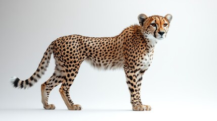 Wall Mural - Cheetah standing on clean white backdrop