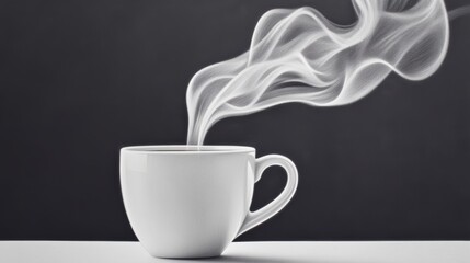 Poster - A steaming cup of coffee with smoke coming out, AI