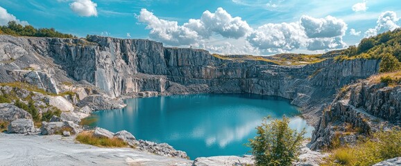 Blue Lake in a Quarry Landscape