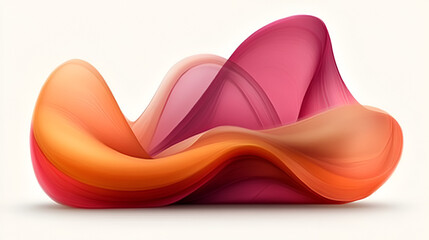 Wall Mural - Abstract fluid shape in vibrant orange and pink hues on a light background showcasing modern design elements and artistic creativity