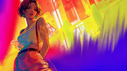 Poster - confident woman in vibrant street art scene generative ai