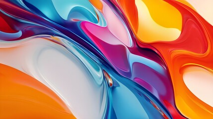 Abstract fluid shapes in vibrant colors, organic shapes, dynamic and modern.