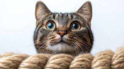 Wall Mural - Cat being rescued on a white background