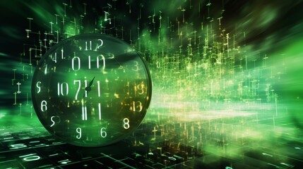 Poster - Vibrant green background showcasing a dynamic array of colorful numbers in vivid display
