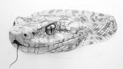 Detailed snake drawing on white background