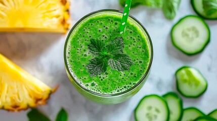 green smoothie with pineapple