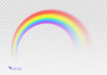 Wall Mural - Graphic rainbow with transparent background  Shape arch realistic isolated on white transparent background. Colorful light and bright design element