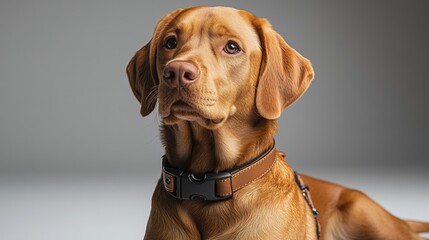 Wall Mural - Guide dog in harness on white background